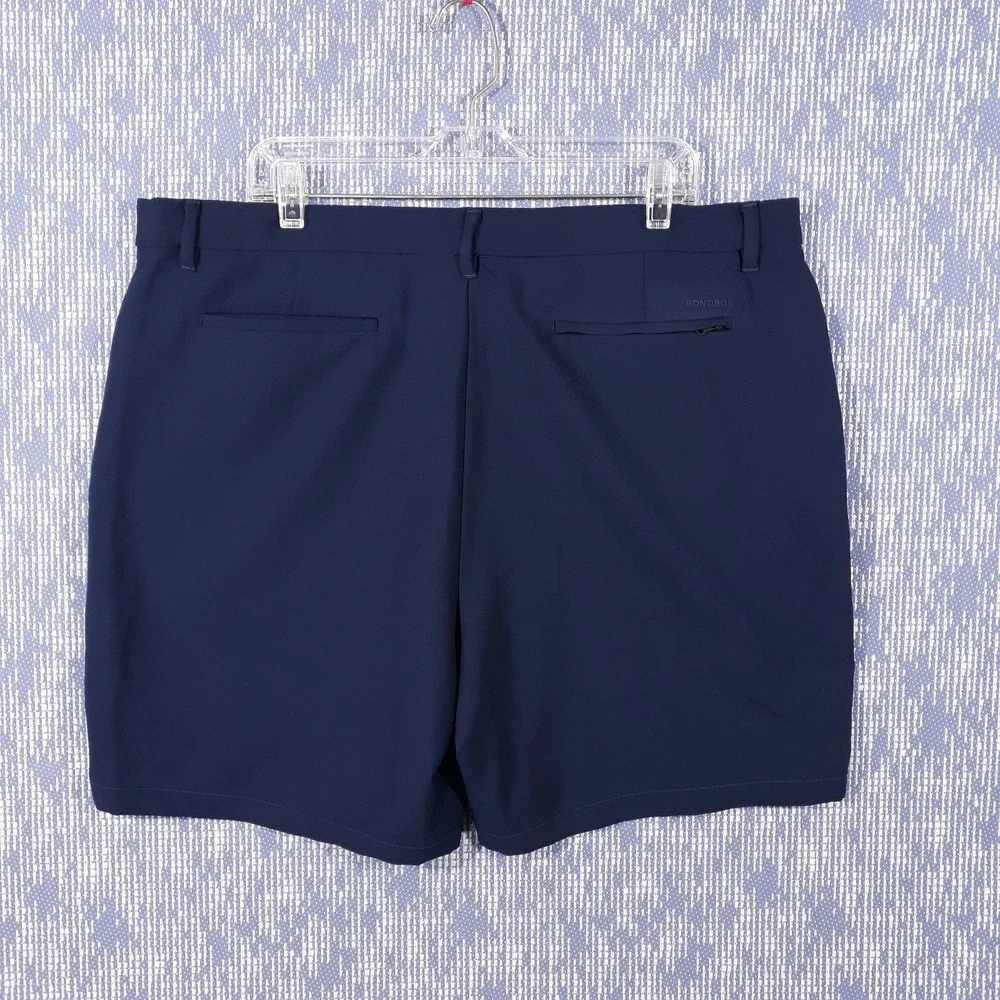 Bonobos Shorts Mens 40 x 9 Navy Flat Front Golf Polyester Chino Slash Pockets